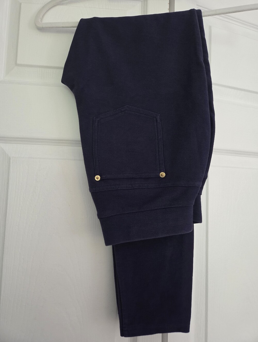 MICHAEL Michael Kors Women’s S Navy Pull-On Skinny Pants Gold Hardware